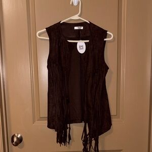 Elegant Dark Brown Fringe Vest